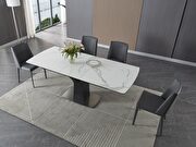 White marble top extension table w/ gray veins base by J&M additional picture 7