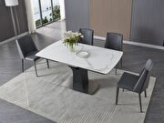 White marble top extension table w/ gray veins base by J&M additional picture 9