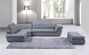 Italian gray leather tufted sectional sofa by J&M additional picture 2