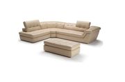 Italian beige leather tufted sectional sofa additional photo 2 of 3
