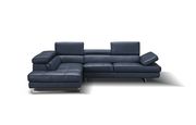 Compact blue leather sofa with adjustable armrests by J&M additional picture 2