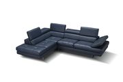 Adjustable armrests compact blue leather sectional additional photo 3 of 3
