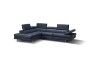 Compact blue leather sofa with adjustable armrests by J&M additional picture 4