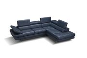 Adjustable armrests compact blue leather sectional by J&M additional picture 4