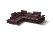 Adjustable armrests compact maroon leather sectional additional photo 2 of 3