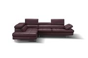 Adjustable armrests compact maroon leather sectional by J&M additional picture 3