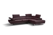Adjustable armrests compact maroon leather sectional by J&M additional picture 2