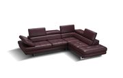 Adjustable armrests compact maroon leather sectional by J&M additional picture 3