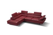 Adjustable armrests compact red leather sectional additional photo 2 of 3
