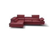 Adjustable armrests compact red leather sectional additional photo 3 of 3