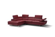 Adjustable armrests compact red leather sectional additional photo 4 of 3
