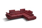 Adjustable armrests compact red leather sectional additional photo 3 of 3