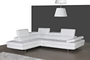 Adjustable armrests compact white leather sectional additional photo 2 of 1