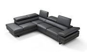 Contemporary dark gray leather sectional in low-profile by J&M additional picture 2