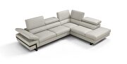 Contemporary light gray leather sectional in low-profile by J&M additional picture 3