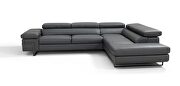 Contemporary dark gray leather sectional in low-profile by J&M additional picture 3