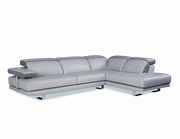 Gray trim Italian top grain leather sectional sofa by J&M additional picture 3