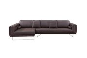 Premium sleek chocolate leather sectional by J&M additional picture 2