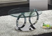Chrome base rotating round glass coffee table by J&M additional picture 2