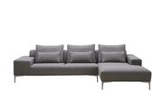 Modern gray fabric low-profile sectional w/ loose pillows by J&M additional picture 2
