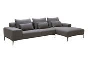 Modern gray fabric low-profile sectional w/ loose pillows by J&M additional picture 3