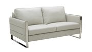 Light gray contemporary leather sofa additional photo 4 of 9