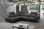Modern slate gray leather sectional by J&M additional picture 2
