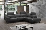 Modern slate gray leather sectional by J&M additional picture 2