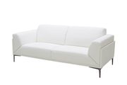 White leather ultra-modern sofa w/ chrome legs additional photo 2 of 4