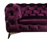 Glam style velour fabric tufted sofa additional photo 3 of 6