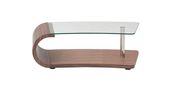Walnut modern curvy base/glass top coffee table by J&M additional picture 2