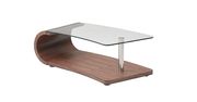 Walnut modern curvy base/glass top coffee table by J&M additional picture 3