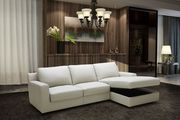 Cream leather sectional w/ sleeper and storage additional photo 2 of 2