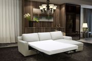 Cream leather sectional w/ sleeper and storage additional photo 3 of 2