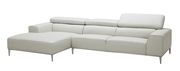 Light gray Italian leather low-profile sectional sofa by J&M additional picture 2