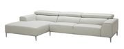 Light gray Italian leather low-profile sectional sofa by J&M additional picture 3
