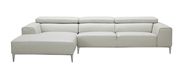 Light gray Italian leather low-profile sectional sofa by J&M additional picture 4