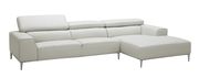Light gray Italian leather low-profile sectional sofa additional photo 2 of 3