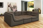 6pcs living room set in grey leather additional photo 2 of 2