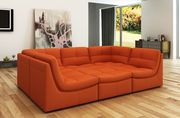 6pcs living room set in pumkin orange leather additional photo 2 of 2