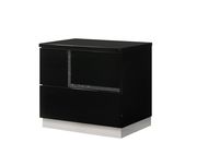 Black lacquer high-gloss finish nightstand by J&M additional picture 4