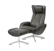 Recliner leisure lounger chair + ottoman set in black by J&M additional picture 2