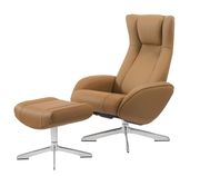 Recliner leisure lounger chair + ottoman set in camel by J&M additional picture 2