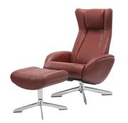 Recliner leisure lounger chair + ottoman set in red by J&M additional picture 2