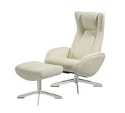 Recliner leisure lounger chair + ottoman set in white by J&M additional picture 2