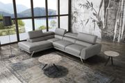 Gray contemporary full leather sectional sofa additional photo 2 of 5