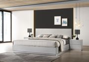 Contemporary high-gloss bed in light gray additional photo 2 of 6