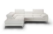 Modern white leather sectional in low profile additional photo 2 of 1