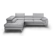 Gray leather ultra-modern low-profile sectional sofa by J&M additional picture 2