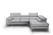 Gray leather ultra-modern low-profile sectional sofa by J&M additional picture 2